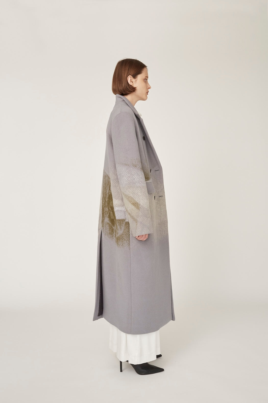 "Emerge" needle punch wool coat (Gray)