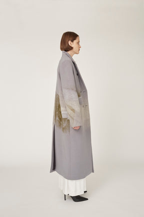 "Emerge" needle punch wool coat (Gray)