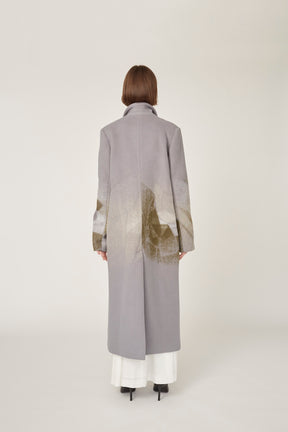 "Emerge" needle punch wool coat (Gray)