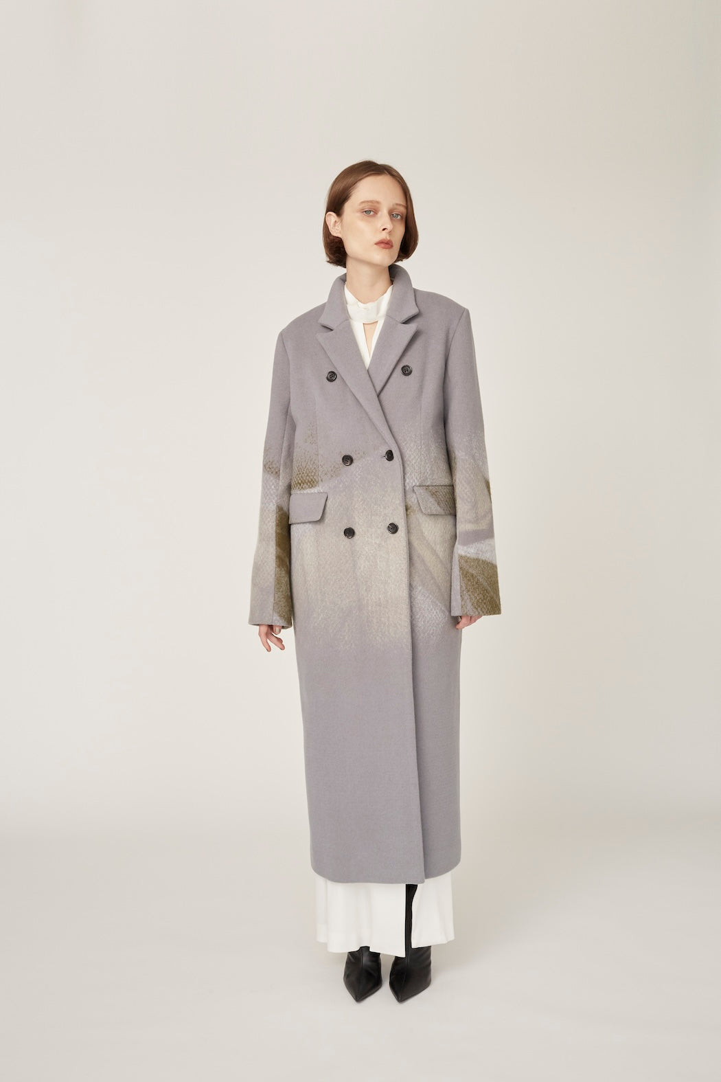 "Emerge" needle punch wool coat (Gray)