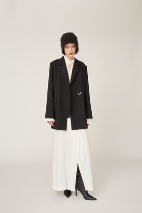 Framed embroidery wrap dress (White)