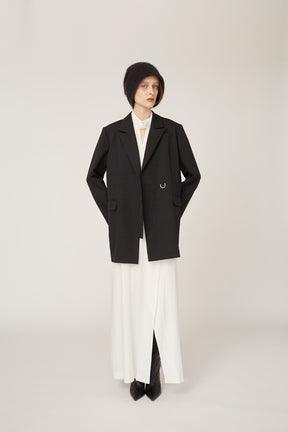 Framed embroidery wrap dress (White)