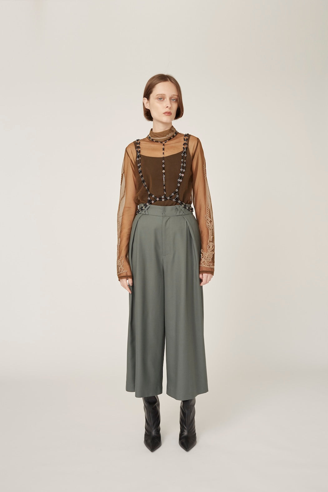 Ivy wool culottes (Khaki)