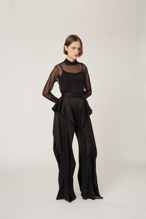 Scenery embroidery sheer top (Black)