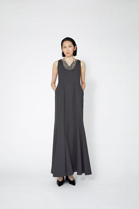 Vine embroidered jersey dress (Gray)