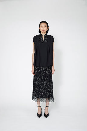 Seem flower lace tops (Black)