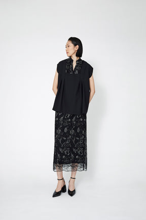 Seem flower lace tops (Black)