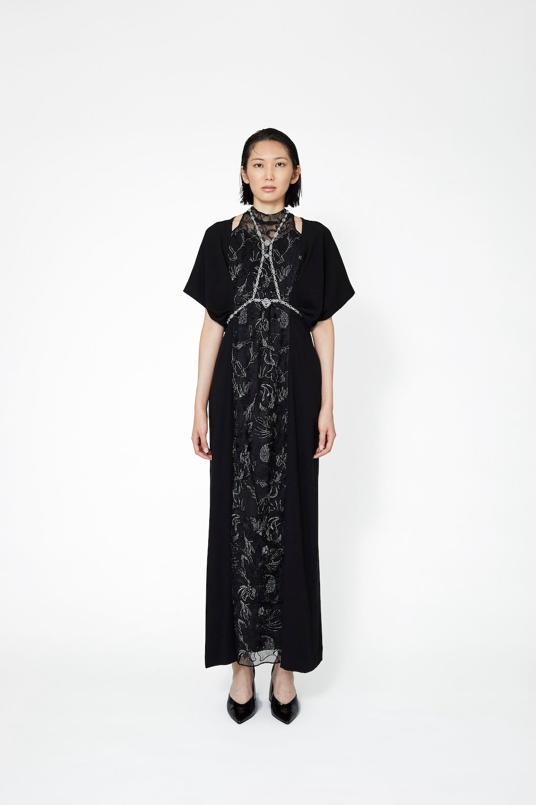 Seem flower lace dress (Black)