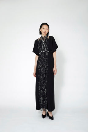 Seem flower lace dress (Black)