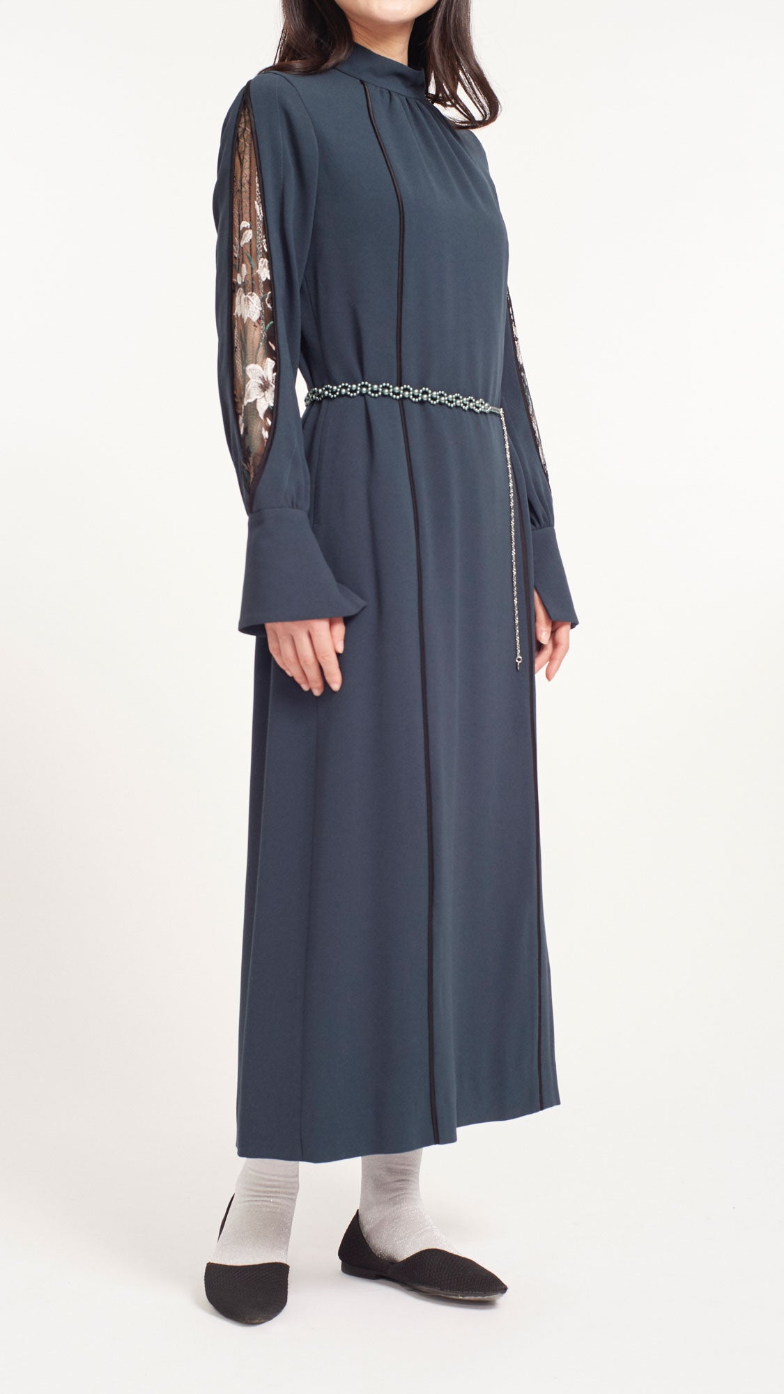 MURRAL Petal sleeve lace dress set (Green)