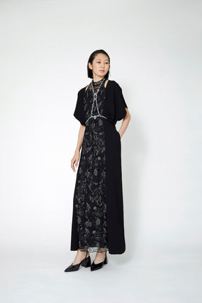 Seem flower lace dress (Black)