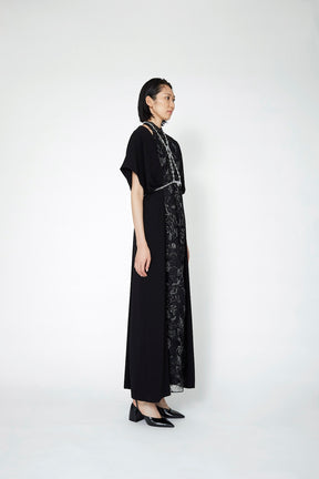 Seem flower lace dress (Black)