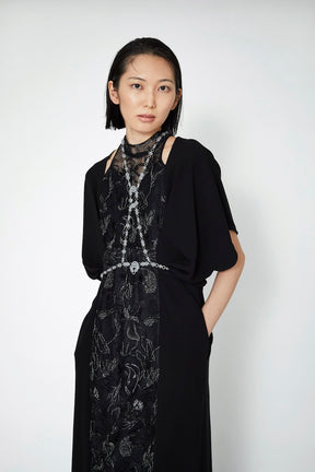 Seem flower lace dress (Black)