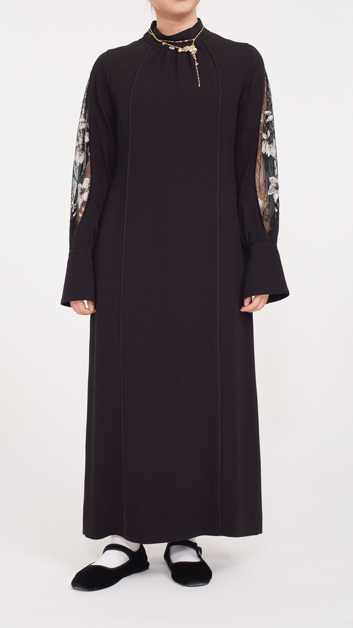 MURRAL Petal sleeve lace dress (Green)