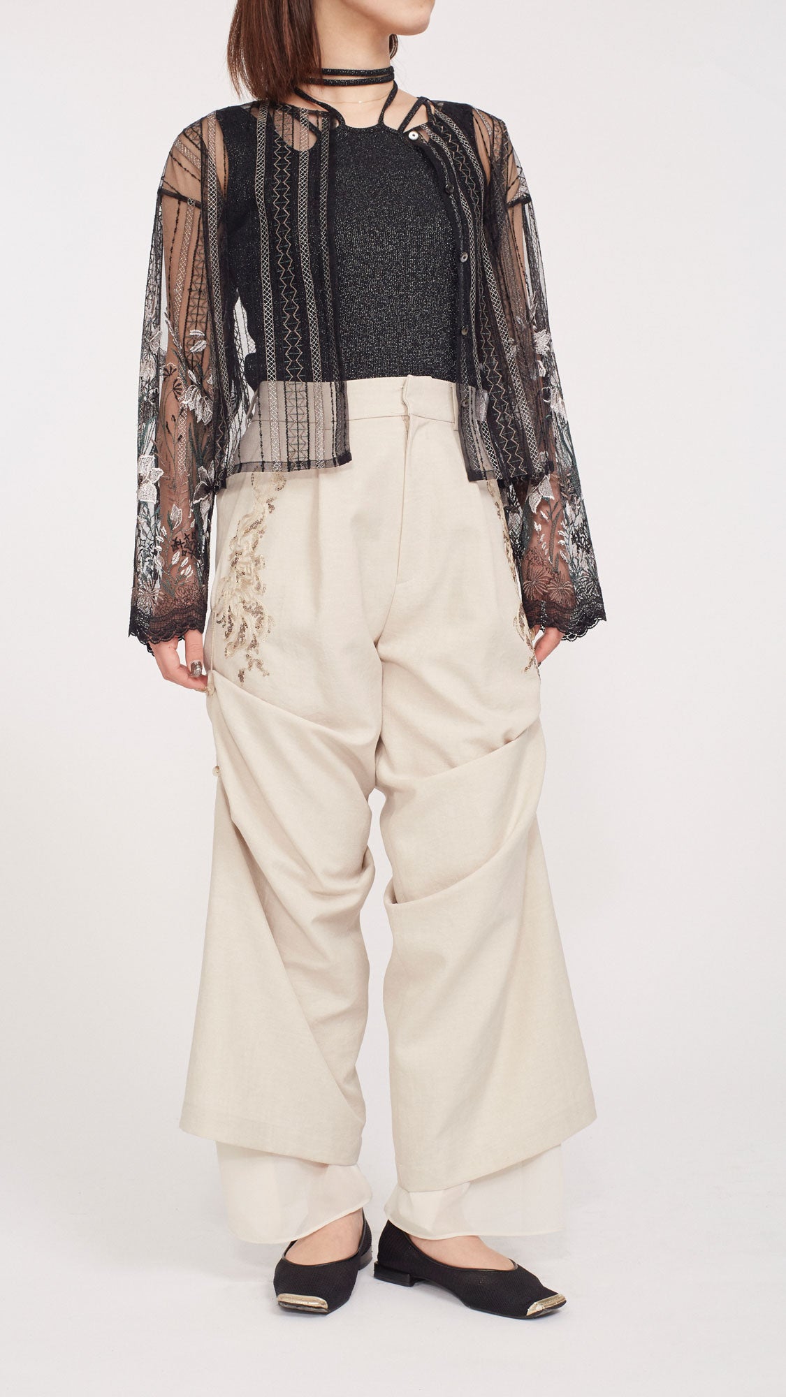 MURRAL Classic lace cardigan (Black)