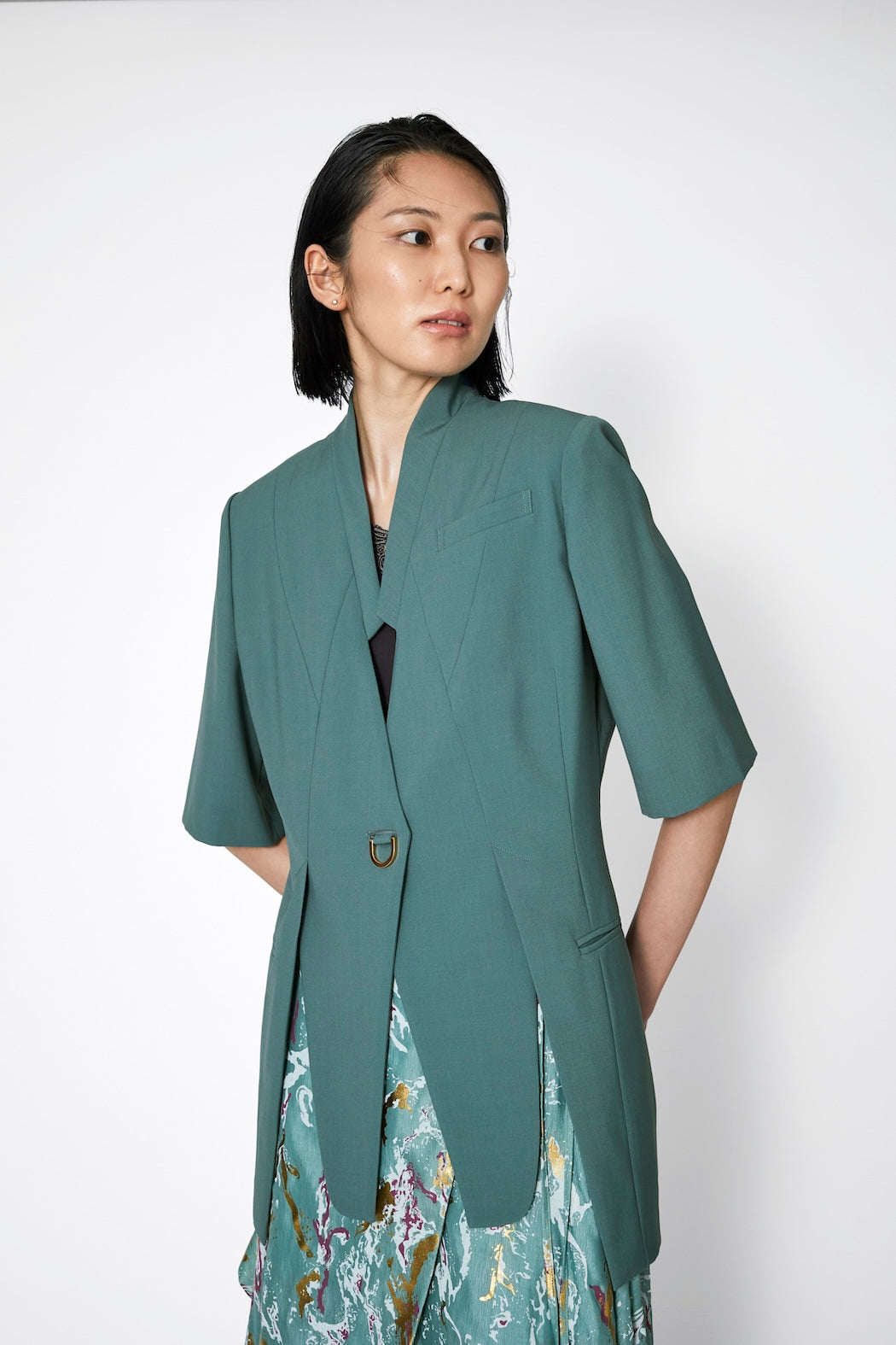 Branching half sleeve jacket (Green)