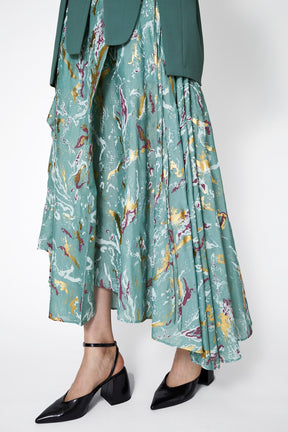 Flower vein foil skirt (Green)