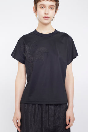 Flutter patchwork embroidered tops (Black)