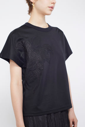 Flutter patchwork embroidered tops (Black)