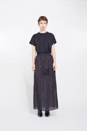 Flutter patchwork embroidered skirt (Black)