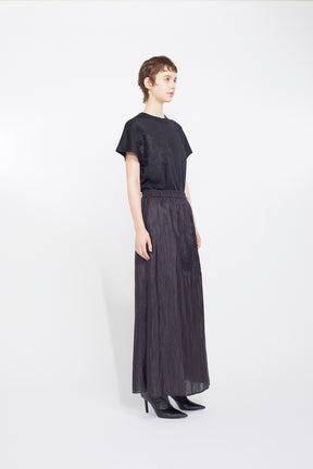 Flutter patchwork embroidered skirt (Black)