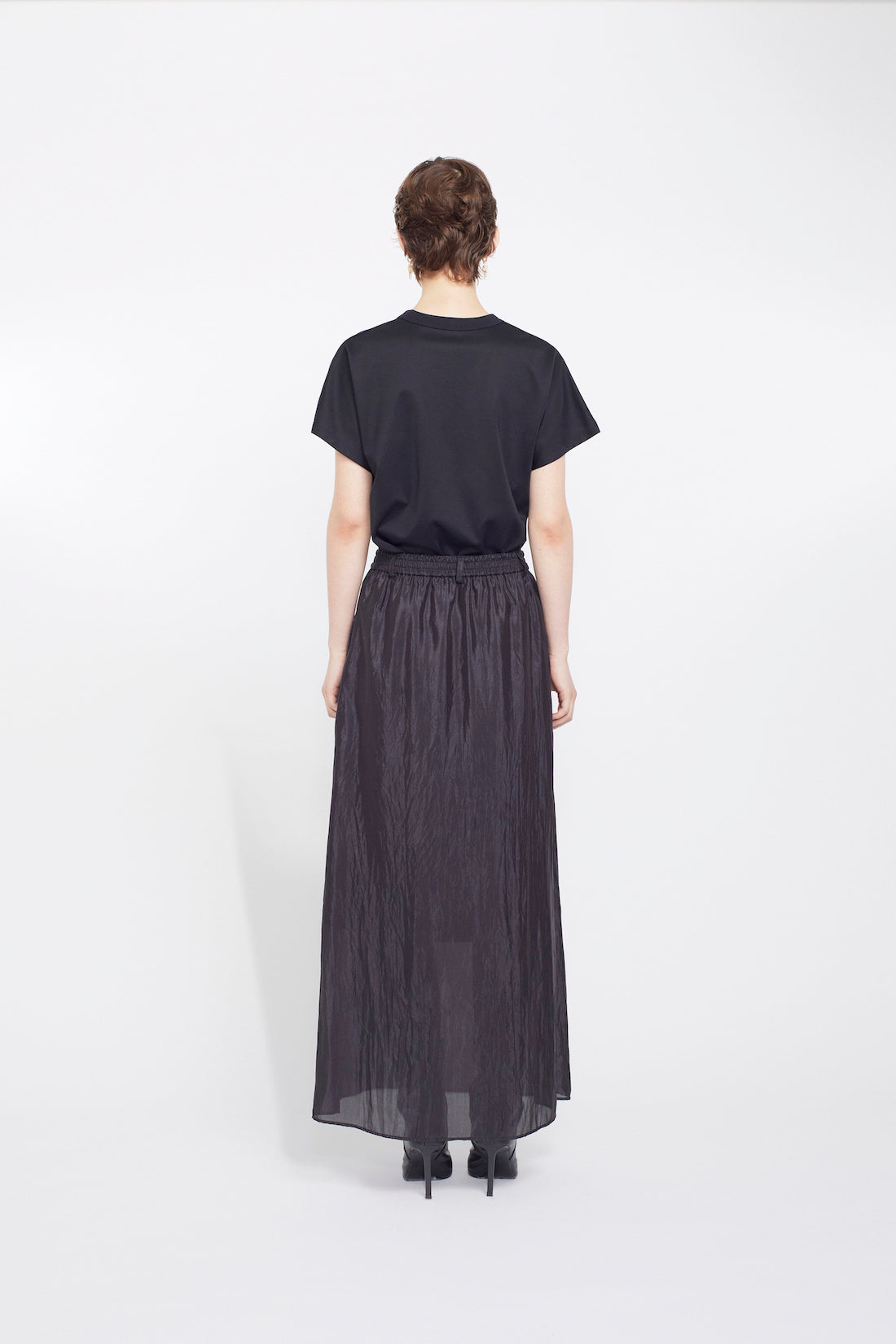 Flutter patchwork embroidered skirt (Black)