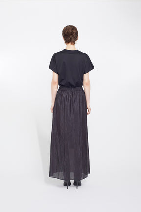 Flutter patchwork embroidered skirt (Black)