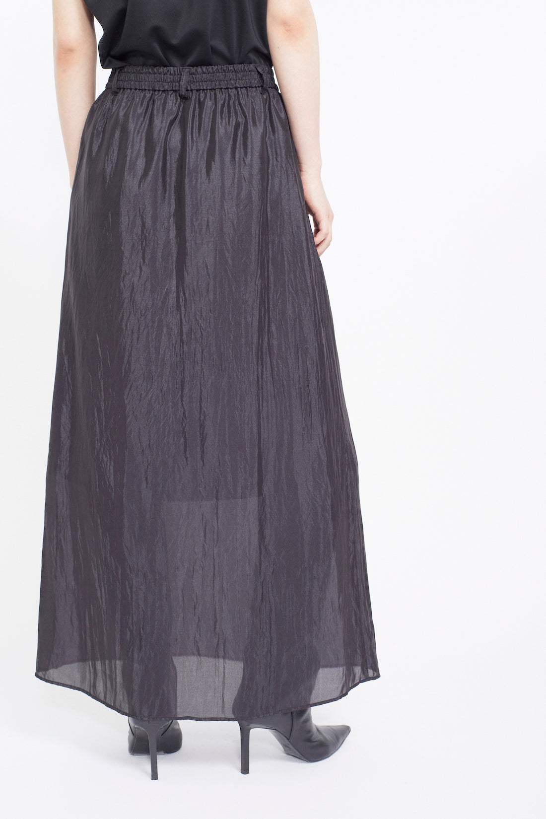 Flutter patchwork embroidered skirt (Black)