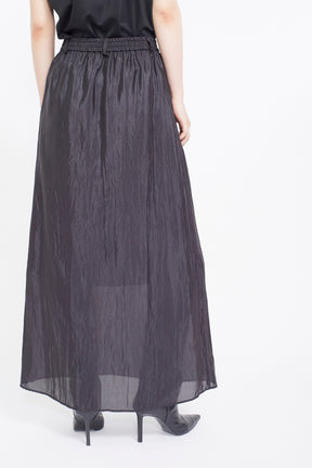 Flutter patchwork embroidered skirt (Black)