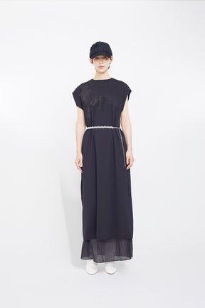 Flutter patchwork embroidered dress (Black)