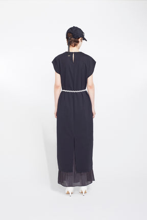 Flutter patchwork embroidered dress (Black)