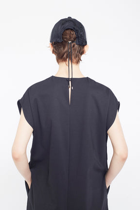 Flutter patchwork embroidered dress (Black)