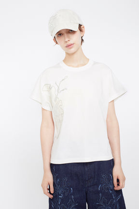 Flutter patchwork embroidered tops (White)