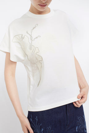 Flutter patchwork embroidered tops (White)
