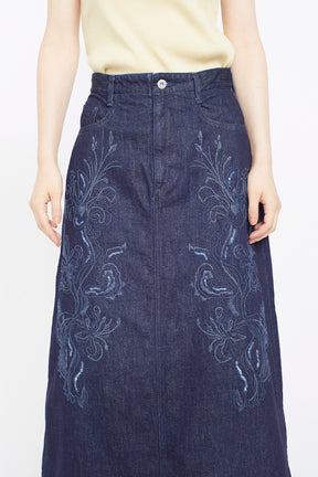Nerine embroidered denim skirt (Indigo)