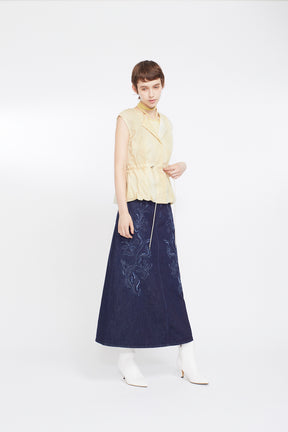 Nerine embroidered denim skirt (Indigo)