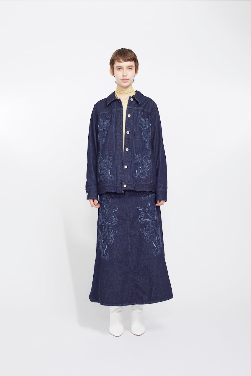 Nerine embroidered denim jacket (Indigo)