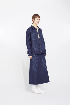 Nerine embroidered denim jacket (Indigo)