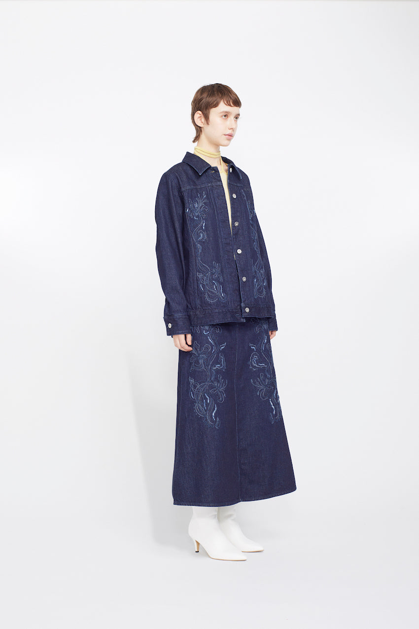 Nerine embroidered denim jacket (Indigo)