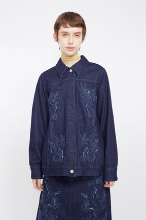 Nerine embroidered denim jacket (Indigo)