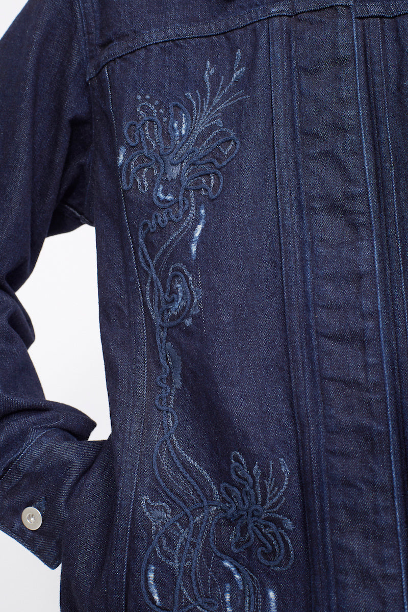 Nerine embroidered denim jacket (Indigo)
