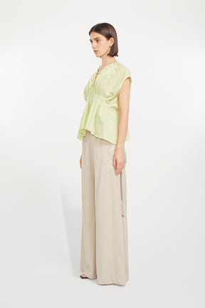 Glimmer embroidered slacks (Beige)