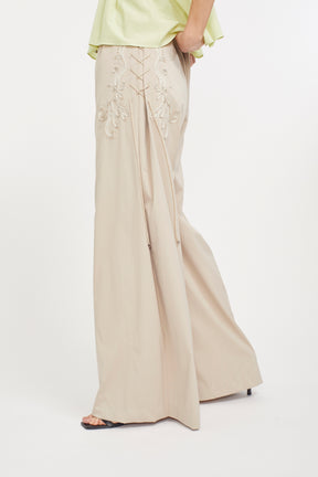 Glimmer embroidered slacks (Beige)