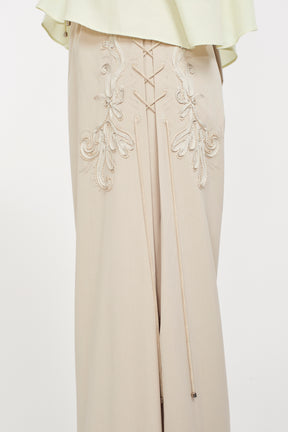 Glimmer embroidered slacks (Beige)