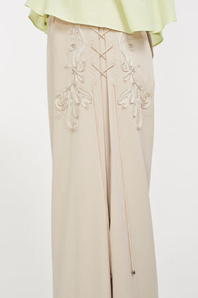 Glimmer embroidered slacks (Beige)