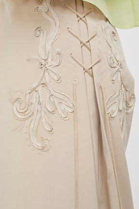 Glimmer embroidered slacks (Beige)