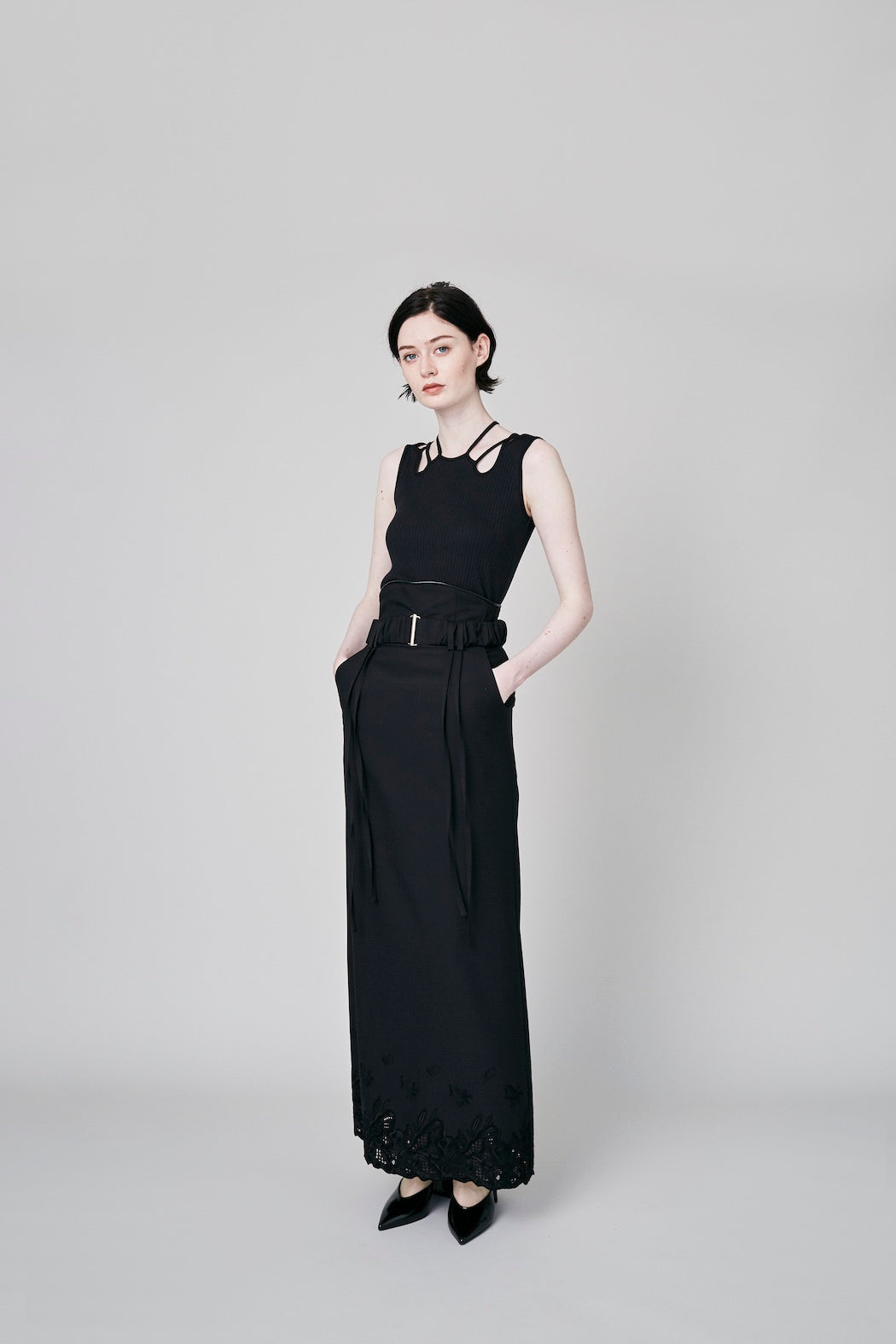 Morpho embroidery skirt (Black)