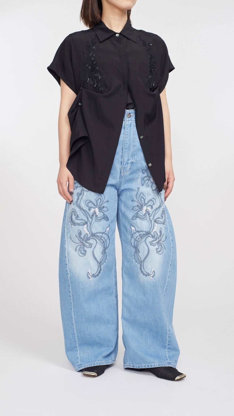 MURRAL Veil embroidered shirt (White)