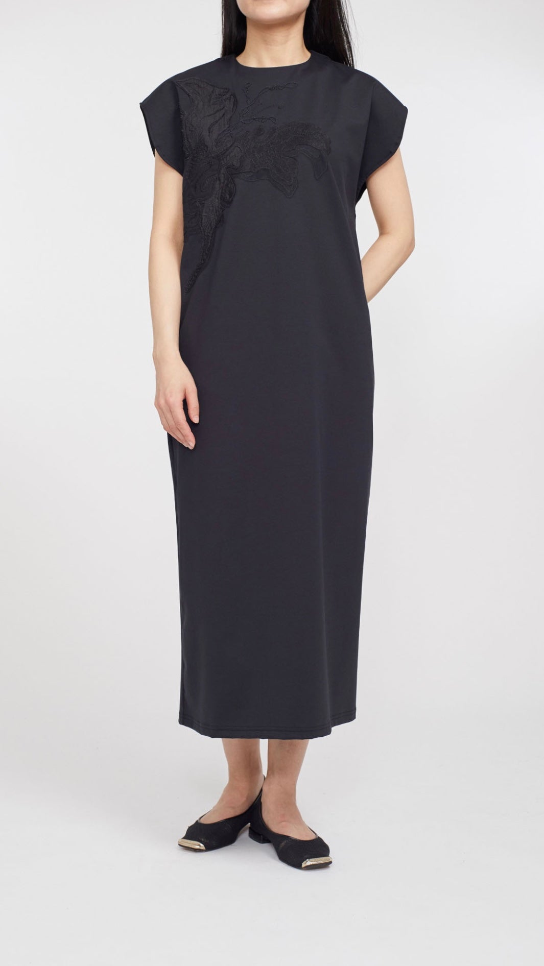 MURRAL Flutter patchwork embroidered dress (Black)