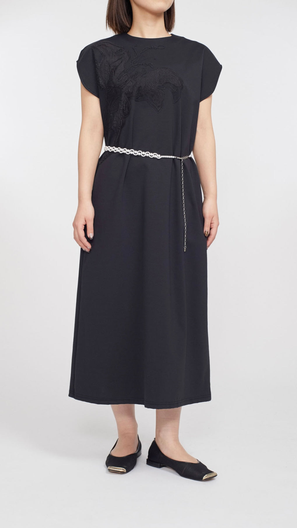 MURRAL Flutter patchwork embroidered dress (Black)